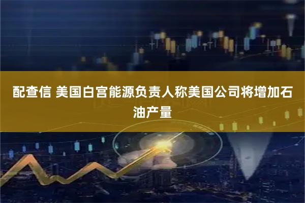 配查信 美国白宫能源负责人称美国公司将增加石油产量