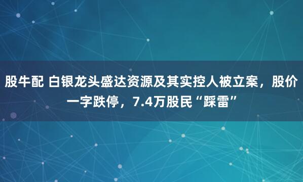 股牛配 白银龙头盛达资源及其实控人被立案，股价一字跌停，7.4万股民“踩雷”
